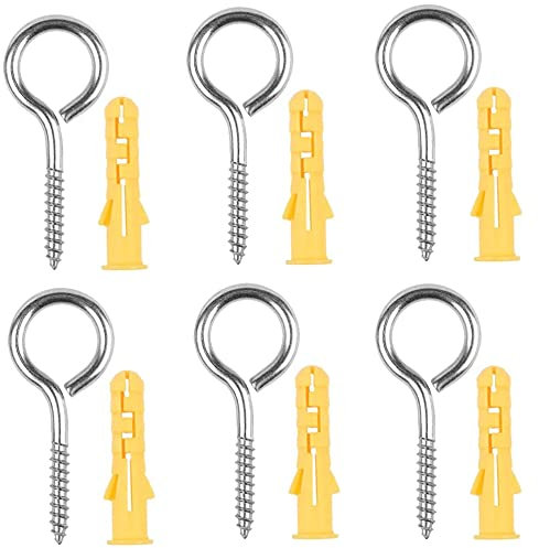 20PCS M4x50 Eyelet Screws Vine Eye Bolts and Screws Metal Screw-in Hook Self Tapping Ring Nails Eyelets Screw 304 Stainless Steel