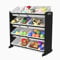 Duffy® Kids Storage Unit Toy Box Organiser Bookshelf With Removable Baskets, for Bedroom, Nursery, Playroom (Black Wood With White Bins)