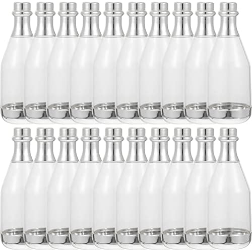 Toyvian Champagne Bottle Candy Container, 20Pcs Mini Champagne Bottles Clear Candy Boxes Champagne Bottle Container for Baby Shower Wedding Party Favors (Silver)