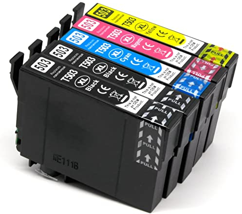 OBV Druckerpatronen kompatibel mit Epson 503 503XL, 5er-Pack mit 2X Schwarz, für Expression Home XP-5200, Workforce WF-2960 DWF