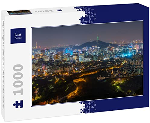 Lais Puzzle Blick auf den Namsan-Turm hinter Einer Alten Mauer am Berg Inwangsan in Seoul, Republik Korea 1000 Teile