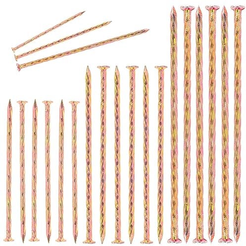 Keadic 43Pcs Galvanized Metal Spiral Landscape Spikes Assortment Set, 5 6 8 Solid Garden Nails for Artificial Turf Stakes, Paver Edging, Weed Barrier, Tent Stakes, Carpentry