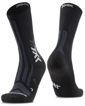 X-SOCKS Hike Discover Crew - Chaussettes fonctionnelles haut de gamme pour un confort, une respirabilité et une protection accrus lors des randonnées prolongées - Noir/Charbon, 39-41