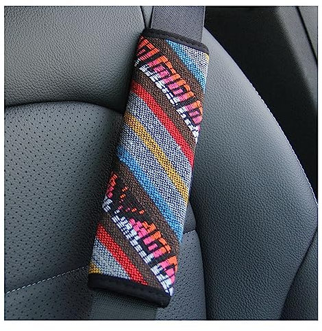 Yurosiay 2 Stück Universal Bunt Sicherheitsgurt Polster Auto Weich Bequem Gurt Polsterung Ethnische Auto Gurtschoner Mode Sicherheitsgurt Schutz Gurtpolster für Kinder Erwachsene Orange