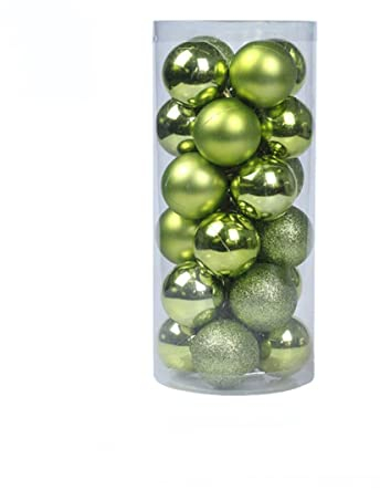 24 STÜCKE Farbe Weihnachtskugeln Weihnachtsbaumschmuck Kugeln Weihnachtsschmuck Hängende Baumanhänger Neujahrsgeschenk-hellgrün, 3 cm