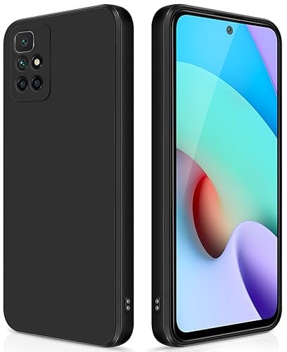 GiiYoon Hülle Kompatibel mit Xiaomi Redmi 10, Hochwertiges Liquid Silicone Case, Rundumschutz Handyhülle, Kratzfestes Weiches Mikrofaserfutter- Schwarz