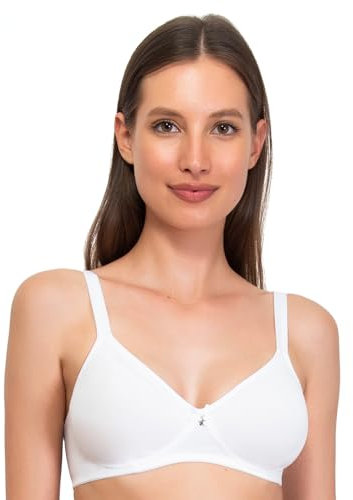 SÌèLEI, Reggiseno Semi-Imbottito Senza Ferretto, Realizzato in Cotone Biologico, 100% Naturale, Designed in Italy, Color Bianco, Taglia 4C