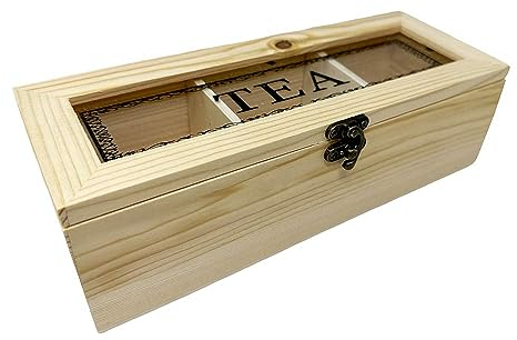 Vetrineinrete® Scatola in legno porta bustine da the tisane caffè te tea scatola decorativa per casa b&b hotel (3 Scomparti)