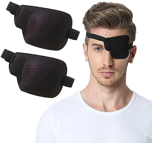 2 Stück 3D Rechts Augenklappe,Einzel Augenmaske,Medizinische Augenklappe, Piraten Augenmaske, Augenklappe Brille,Verstellbare Augenklappe, Strabismus Augenmaske,für Rechts Auge,Kinder und Erwachsene
