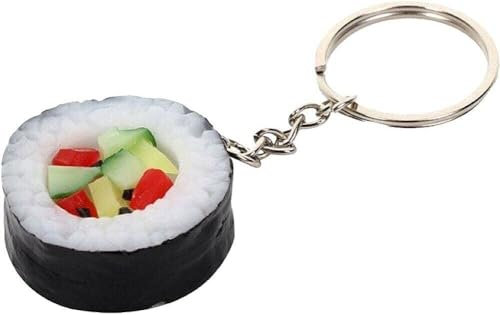 Llavero de sushi de simulación de PVC, Accesorios de cocina, Bolsa de escuela, Llavero colgante, Como se muestra
