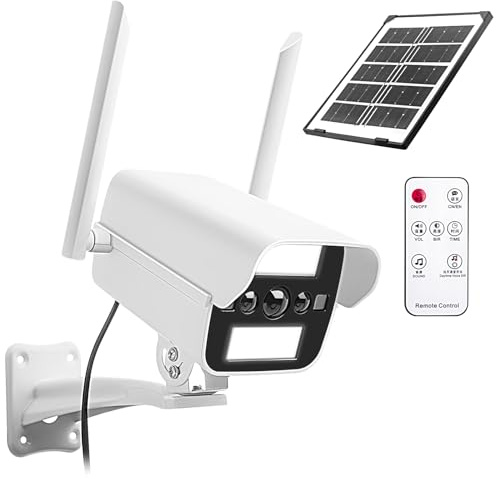 onovatpol Solar Fake Security Camera with Motion Sensor Light&Audio& Sound&Doorbell for Outdoor, Decoy Simulated Dummy Surveillance Cameras for Outside, IP54, Warning Sticker Included (Solar+Battery)