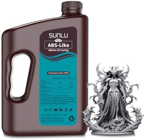 SUNLU 3KG ABS-Like Resin Grey, 3D Printer Resin for 4k/6k/8k LCD/DLP/SLA Resin 3D Printer, 405nm UV Curing 3D Resin High Toughness, Good Resistance, Non-Brittle & High Precision, Grey 3000g