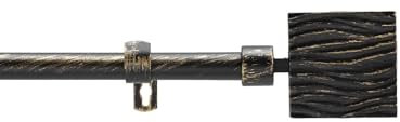 Douceur d'Intérieur, Tringle Extensible en Kit Complet (120 < 210 cm) Tempo Noir/Or, Patiné