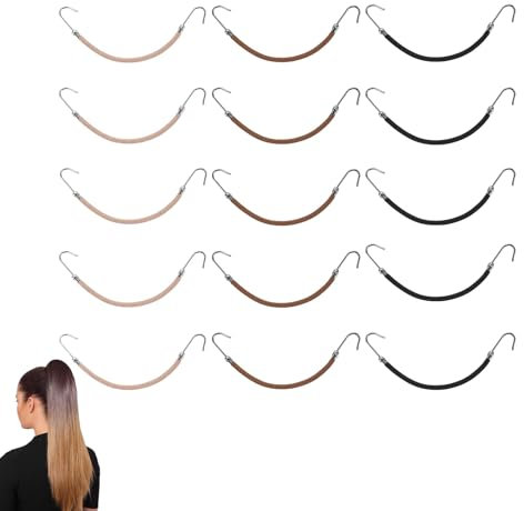 ieron 15 ganci elastici per capelli, ganci aperti per coda di cavallo, elastici per coda di cavallo, accessori per capelli, elastici in gomma, cavi dati multifunzionali