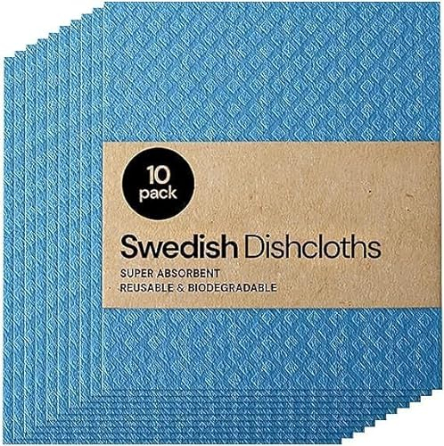 Wholesale Swedish DishCloths for Kitchen- 10 Pack Reusable Paper Towels Washable - Eco Friendly Cellulose Sponge Microfiber Dish Cloths - Kitchen Essentials /1133 ( Size : Blue )
