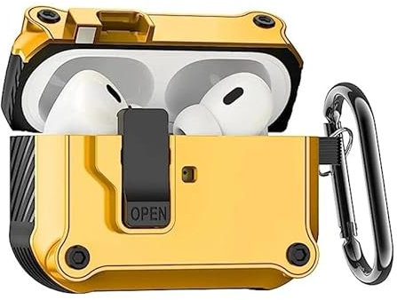 Hülle for AirPods Pro der 2. und 1. Generation, Abdeckung mit automatischem Schnappschalter, sichere Hülle for Apple AirPods 3, 2, 1 Kopfhörer ( Color : Yellow , Size : For Airpods Pro 2nd )