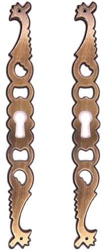 cyclingcolors 2x Entrée de coq main gauche en zamak finition laiton vieilli hauteur 145mm entraxe 130mm Rustique Serrure Ancien Décoration Vintage Meuble