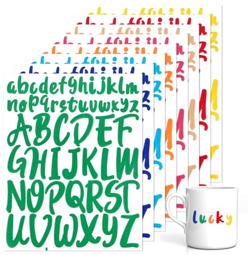 416 Stück Buchstaben Aufkleber 8 Blatt Selbstklebende Buchstaben Aufkleber Set Bunte Vinyl Wasserdichte Aufkleber Groß Klein Buchstaben Sticker für Dekoration Scrapbooking Kleidung Tassen Laptop