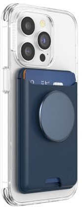 PopSockets: PopWallet für MagSafe - Mit Griff - Inklusive Adapterring für MagSafe - Schlanker, repositionierbarer Kartenhalter für Smartphones und Hüllen - SoftGoods - Navy Blue