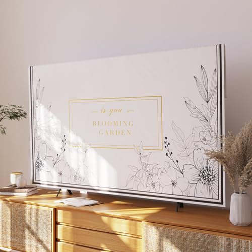 VUT Französische Schwarz-weiß Bedruckte Tv-Abdeckung, Weicher Kristall-samtstoff, Staubdichter Schutz Für Flachbildfernseher, Smart-tvs(Size:65in(150x90cm),Color:B)