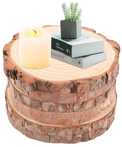 SHUESS 6er Holzscheiben 20 cm Durchmesser – Natur Baumscheiben Ca.20mm Deko Holzscheibe, Holzplatte rund mit Rinde, unbehandelte Holzscheiben zum Basteln für DIY Handwerk, Hochzeit & Weihnachten Deko