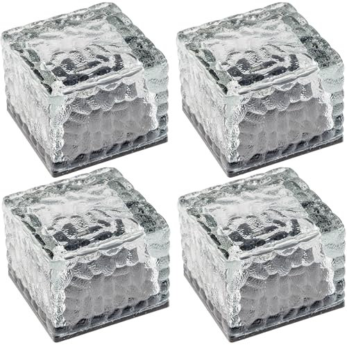 ChiliTec Solar Dekosteine 4 Stück für den Außen IP65 Aussenleuchte mit Lichtsensor Dämmerungssensor Dekoration für Garten Balkon Terrasse Licht RGB