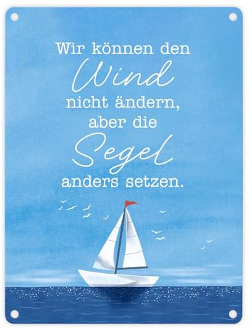 speecheese Metallschild in 15x20 cm Segelboot mit Spruch Segel anders bei | Wind Boot Deko Maritim Motivation für Küstenkinder Maritime Weisheit für Meer-Liebhaber aus dem Norden