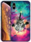 GlamCase for iPhone X/XS / 10, iPhone X/XS / 10 Case - Hipster Flying Cat Space Galaxy Design Printed Sleek Cute Plastic Snap on Protective Designer Back Case/Cover for iPhone X/XS / 10