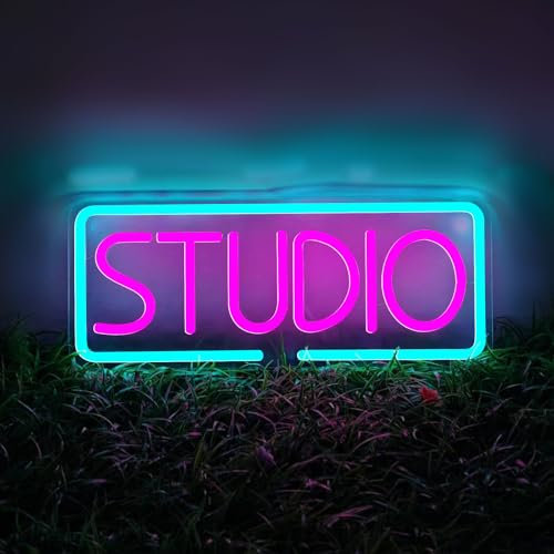 Studio Neon Sign for Wall Decor, Dimmable Neon Light for LED Light Up Business Sign, USB Powered Light for Recording Room, Music Studio, Streaming, Party, Club, Podcast Wall Decor Gift 15.7 × 5.9