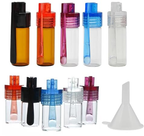 Xusxes Pack of 10 Spice Powder Tool, Small Spoons, Glass Bottles, Spice Powder Tool with Spoon, Small Storage Bottles, Suitable for Outdoor Use (1, Wdytrn-425, Rectangular, 5.1, Millilitres)