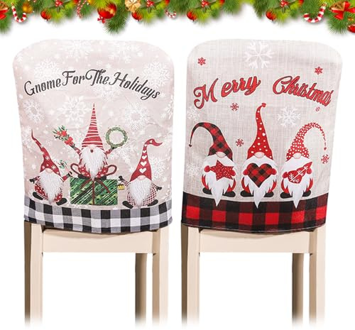 2 Stück Weihnachtsstuhlbezüge,Weihnachtsstuhllehnenbezüge Weihnachtssitzbezüge Weihnachtsstuhlschoner,Weihnachten Esszimmerstuhlbezug Weihnachtsmann Stuhlbezüge für Weihnachtsdekoration Hause