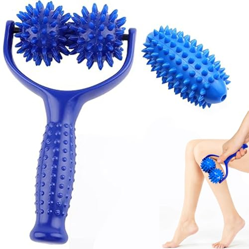 Massagebälle Massage Roller, Igelball Massageroller mit Griff, Auswechselbare Massagerollen mit Griffen, 3 Igelball Massageball, Selbstmassagerolle für Beine Füße Hände Arme Schultern Rücken