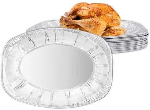 Yeelua 10 Pack Foil Trays for Party Food - Aluminium Foil Trays Large Serving Platter Foil Baking Trays Sandwich Platter Trays Recyclable Trays for Parties - Oven and Freezer Safe - 29x21cm