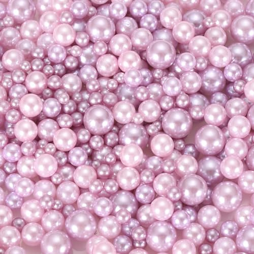 sourcing map 800Pcs Faux Pearl for Crafting, 3-8mm No Hole ABS Round Pearls for Vase Fillers, Jewelry Making, Vase Filler, Cosmetic Boxes, DIY Parts, Table Scatter, Home, Light Purple