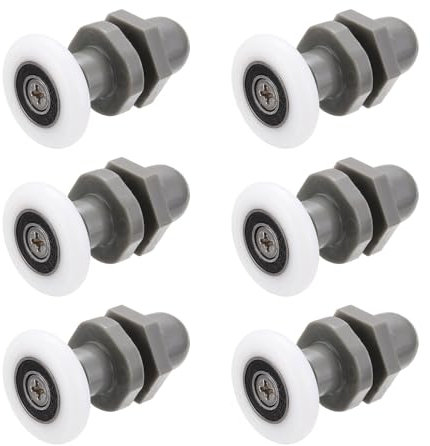 sourcing map 6 Pcs Shower Door Rollers, 23mm Dia Bathroom Glass Door Rollers Runners for 4-6mm Glass Door, Sliding Door Pulleys Wheels Replacement for Kitchen Pan Glass Sliding Door, White