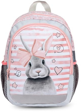 Belmil Kindergartenrucksack mit Brustgurt und Namensschild für 3-6 Jährige/Krippenrucksack Kindergartentasche Kindertasche (Sweet Bunny 2)