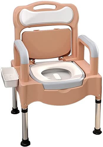 HSSMEUR Toilettes d'aisance de Chevet, Chaise d'aisance, Chaise de Pot réglable pour Adulte, Toilettes Portables à Usage Domestique pour Les Personnes handicapées et Les Personnes âgées (Khaki)