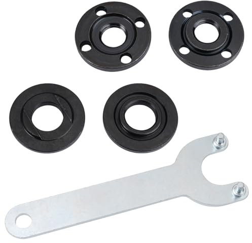 4 Stück Ersatzteile für Winkelschleifer Zubehör mit 125mm Flex Schlüssel und Flanschschlüssel, Winkelschleifer Metall Inneren Außenflansch Flansch Scheibenhalter, Dorn Adapter für Winkelschleifer