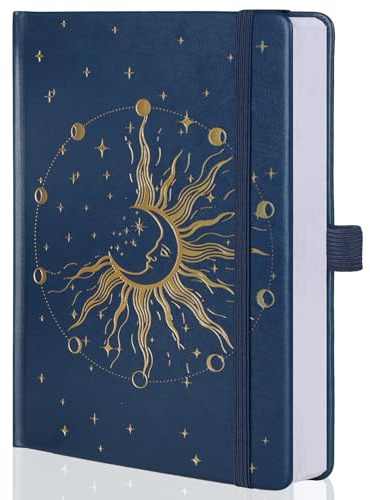 MGGAO Sun & Moon Journals für Frauen Männer, A5 Hardcover Notizbücher | Gepunktet, 190 Nummerierte Seiten, 160 g/m² Dickes Papier, Stifthalter, Lesezeichen, Tagebuch für Arbeit, Reisen und Schule