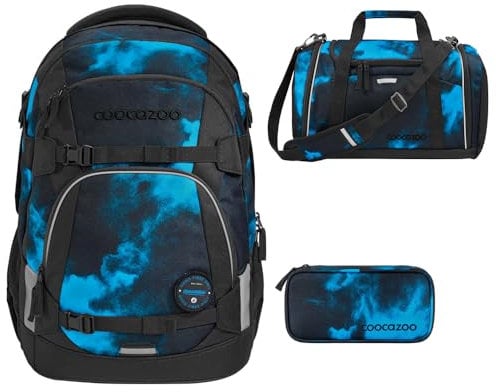 coocazoo MATE Schulrucksack-Set 3tlg inkl. Sporttasche und Schlamperbox (Mystic Clouds)