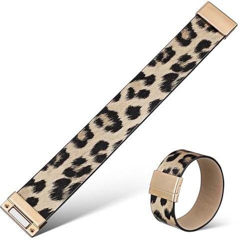 SOIMISS Breites Leopardenarmband Mit Kunstleder Wickelarmband Mit Animal Print Für Frauen Komfortabler Armreif Für Alltag Und Party