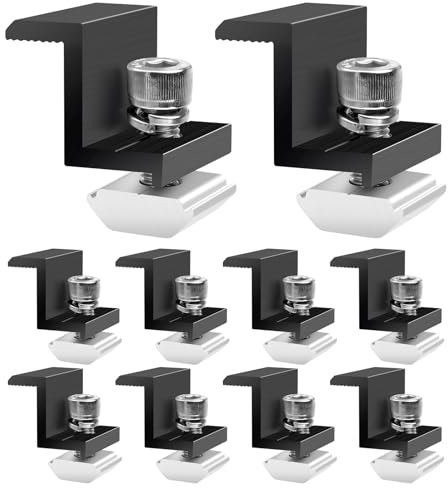 Soportes para Paneles Solares: 10 Piezas Abrazaderas de Extremo 30mm, Soporte en Z de Montaje, Estructura de Fijación de Aluminio, para Techo, Autocaravana, Barco, Caravana, Instalación Fotovoltaica
