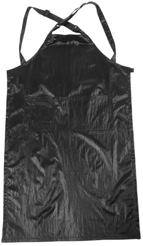 FRCOLOR Schwarze Kellnerschürze aus Gewebe mit Tasche Praktische Friseurschürze für Täglichen Gebrauch im Barber Shop Einfaches und Liebevolles Design