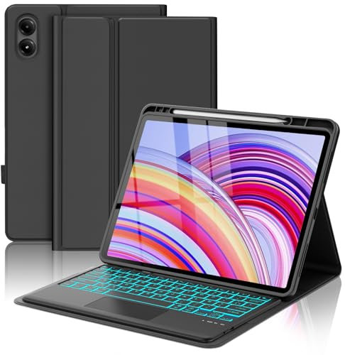 FOGARI Trackpad Clavier pour Redmi Pad Pro 12.1/Xiaomi Poco Pad 12.1 2024, Smart Pavé Tactile Clavier AZERTY FR Version Détachable sans Fil pour Redmi Pad Pro 12.1/Xiaomi Poco Pad, Noir
