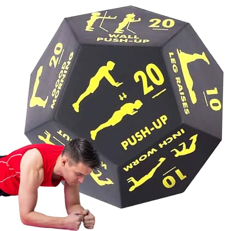 Jlkegfdf Gym Workout Würfel | Trainingsgeräte Trainingswürfel mit 12 Seiten – Heimsport-Training, Workout-Ausrüstung für Dehnung, Yoga, Springen, Ausfallschritte, Liegestütze