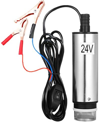 lyrlody Stainless Steel Transfer Pump, DC 24 V Oil Pump with Cigarette Lighter, for Car Oil Heating Water Fuel (24V)