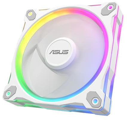 ASUS PRIME MR120 ARGB REVERSE (Blanc) – Ventilateurs de boîtier (120mm PWM, 20 ARGB LED, vitesse du ventilateur de 1600 tr/min, débit d'air de 58 CFM, cadre de 28 mm d'épaisseur, Aura Sy RGB)