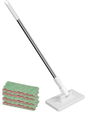 Clip Wet Wipes Mop, Disposables Dust Mop, Household Cleaner Floor Mops, with 4 Replacement Cloths, Lightweight and Easy to Maneuver, Great for Bathroom Living Room