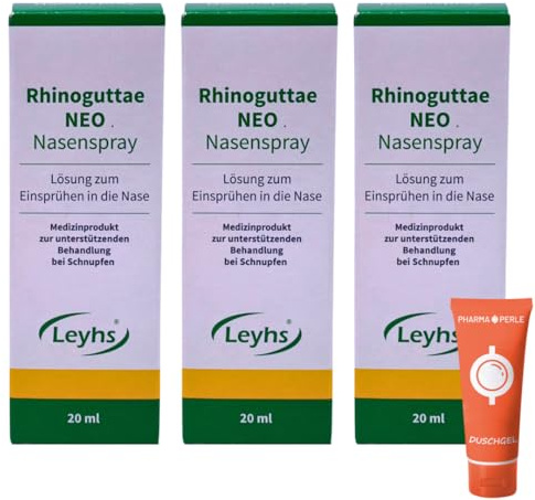 Rhinoguttae NEO Nasenspray 3x 20 ml I Nasenspray mit Ectoin & Meersalz I Bei Allergie, Schnupfen & trockener Nase I Ohne Konservierungsstoffe & ohne Gewöhnung I Spar-Set plus Pharma Perle give-away
