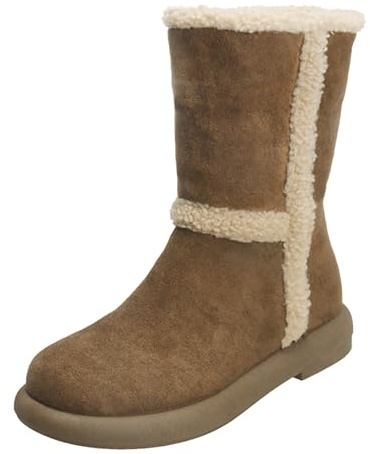 Bottes d'hiver doublées pour femme - Bottes d'hiver chaudes en daim - Bottes d'hiver à enfiler - Bottes western pour femme - Bottes thermiques - Bottes de travail - Bottes d'équitation